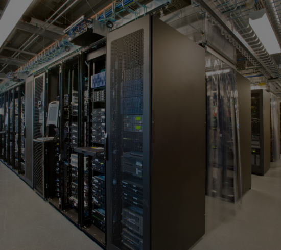 A server room depicting a CMMC-compliant setup provided through Regola Cyber’s PerimeterAlpha service.